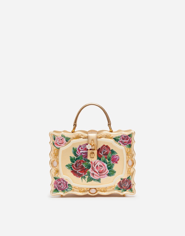 Dolce Box bag in golden hand-painted wood - 1