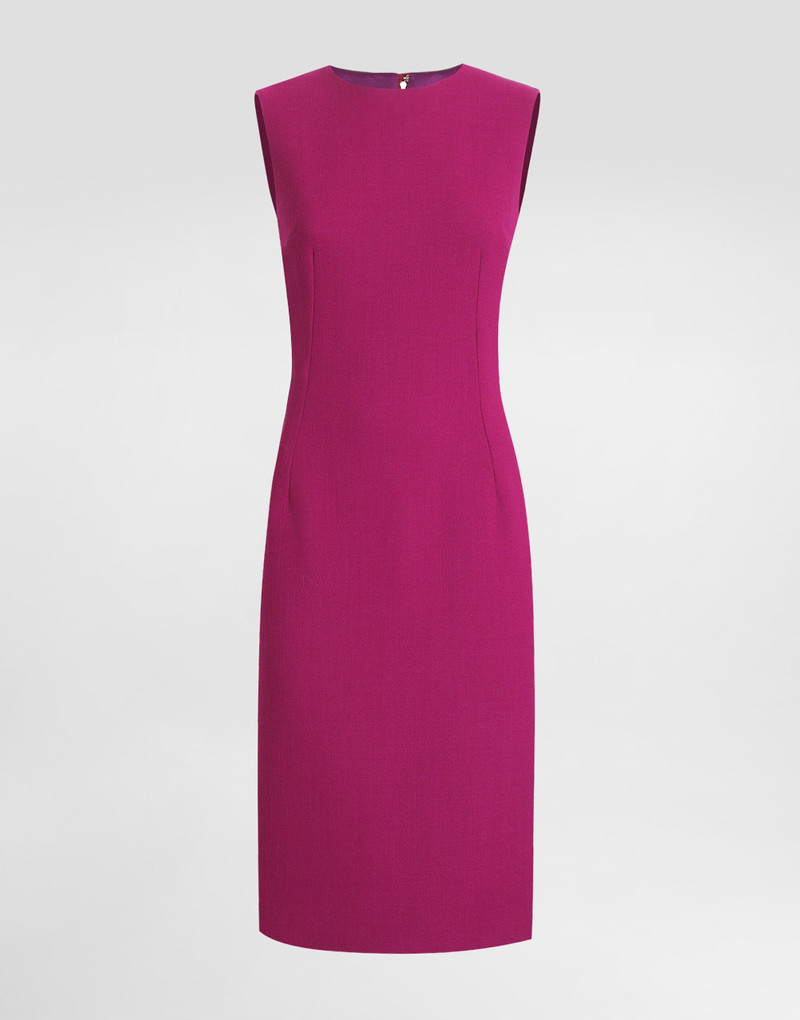 Wool crepe calf-length sheath dress 1