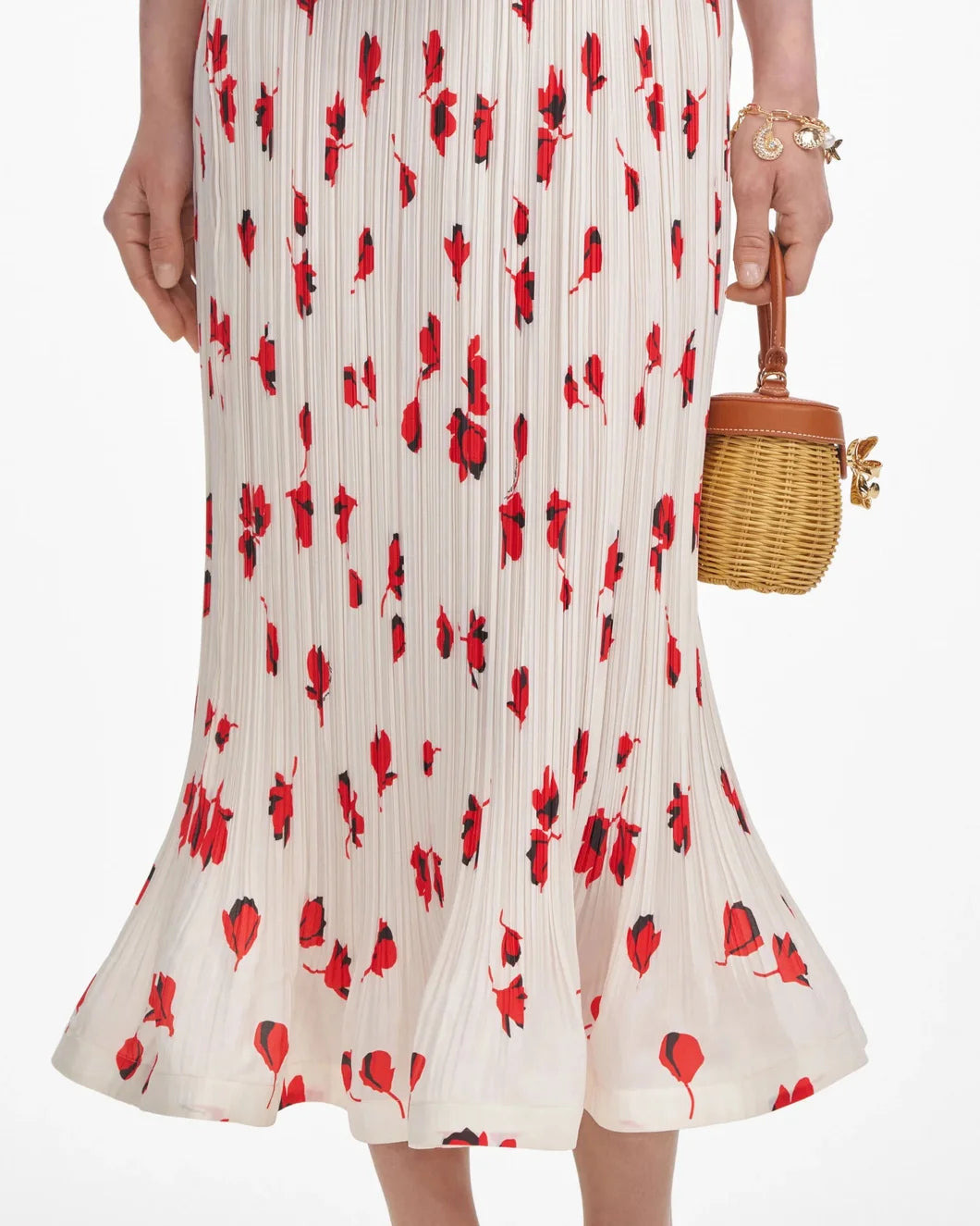 WHITE FLORAL PLISSE MIDI SKIRT - 5