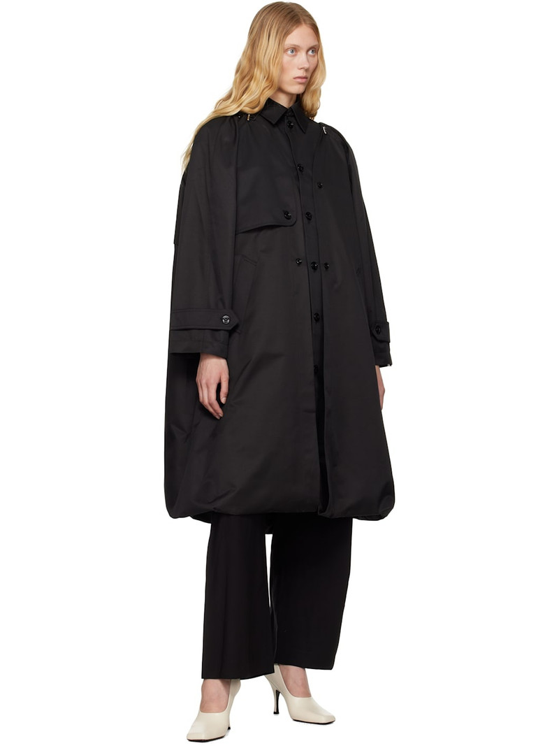rokh Black Balloon Shape Buttoned Trench Coat outlook