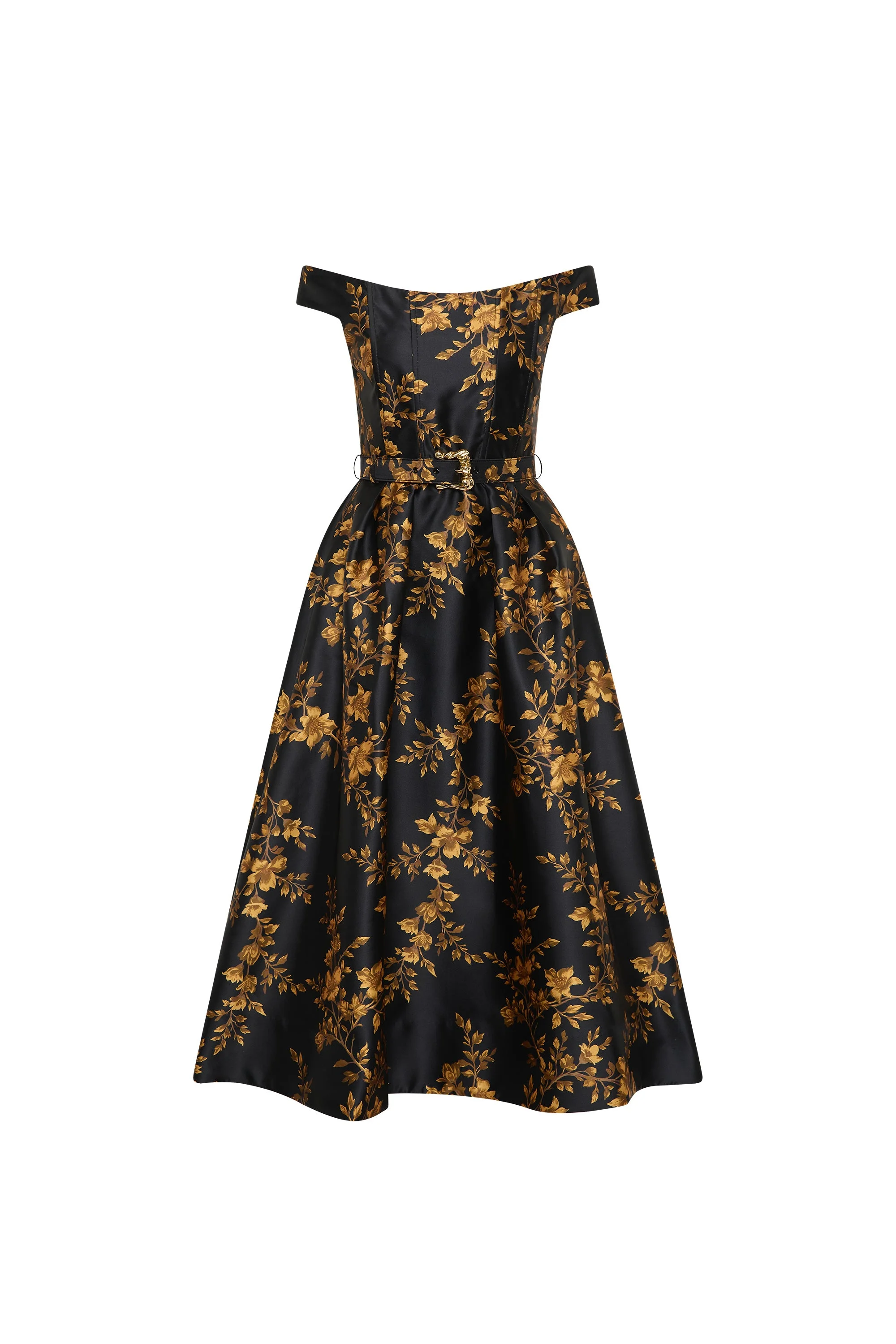 Gilded Floral Midi Dress - 1