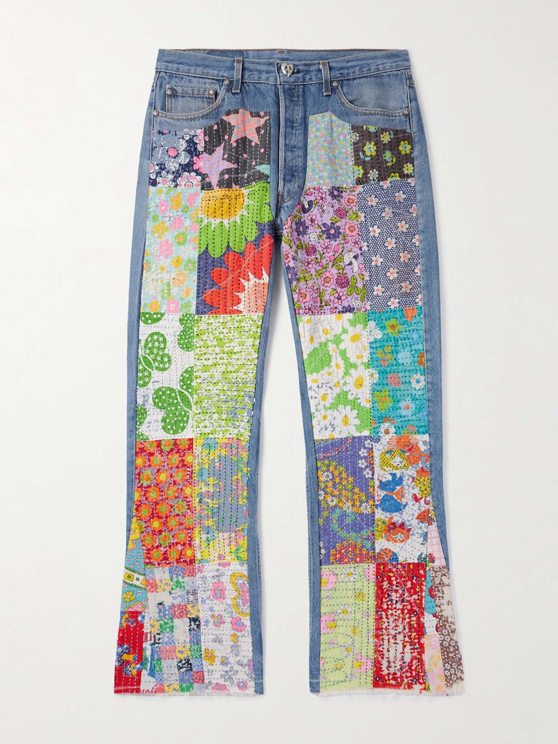 Flared Appliquéd Patchwork Jeans - 1