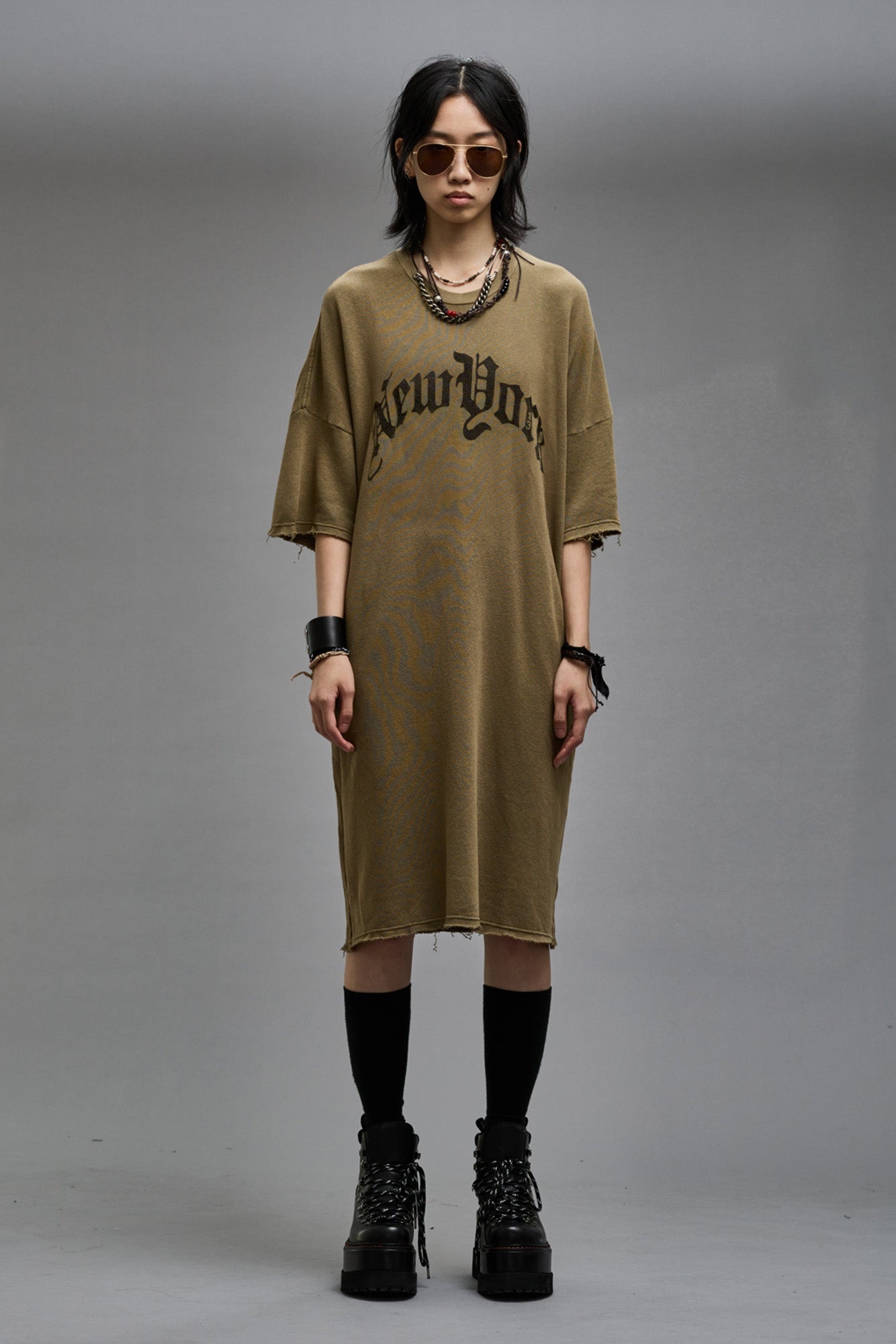 ELONGATED SHIRTDRESS - OLIVE - 2