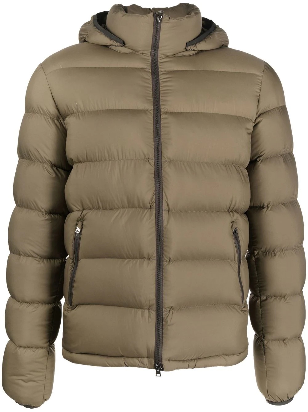 quilted zip-up hooded jacket - 1