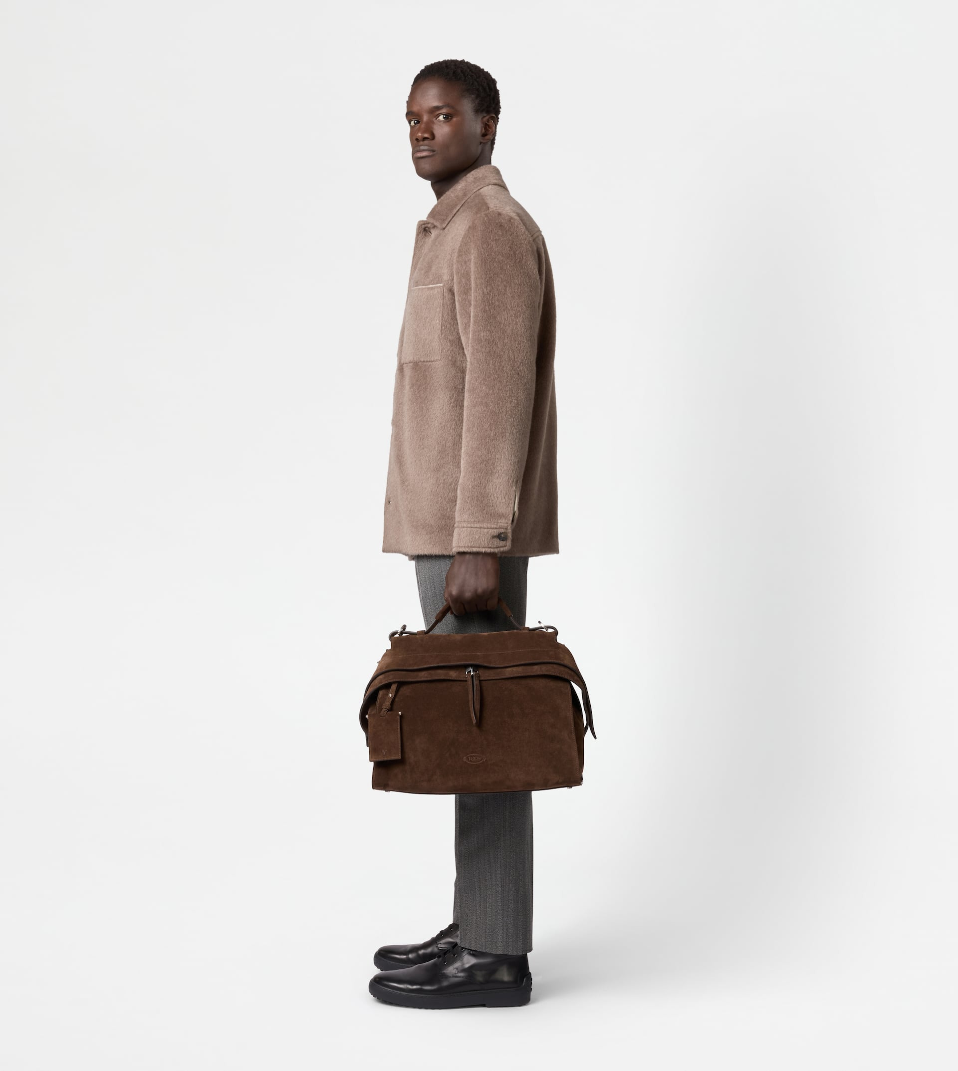 TOD'S WAVE BAG IN SUEDE LARGE - BROWN - 11