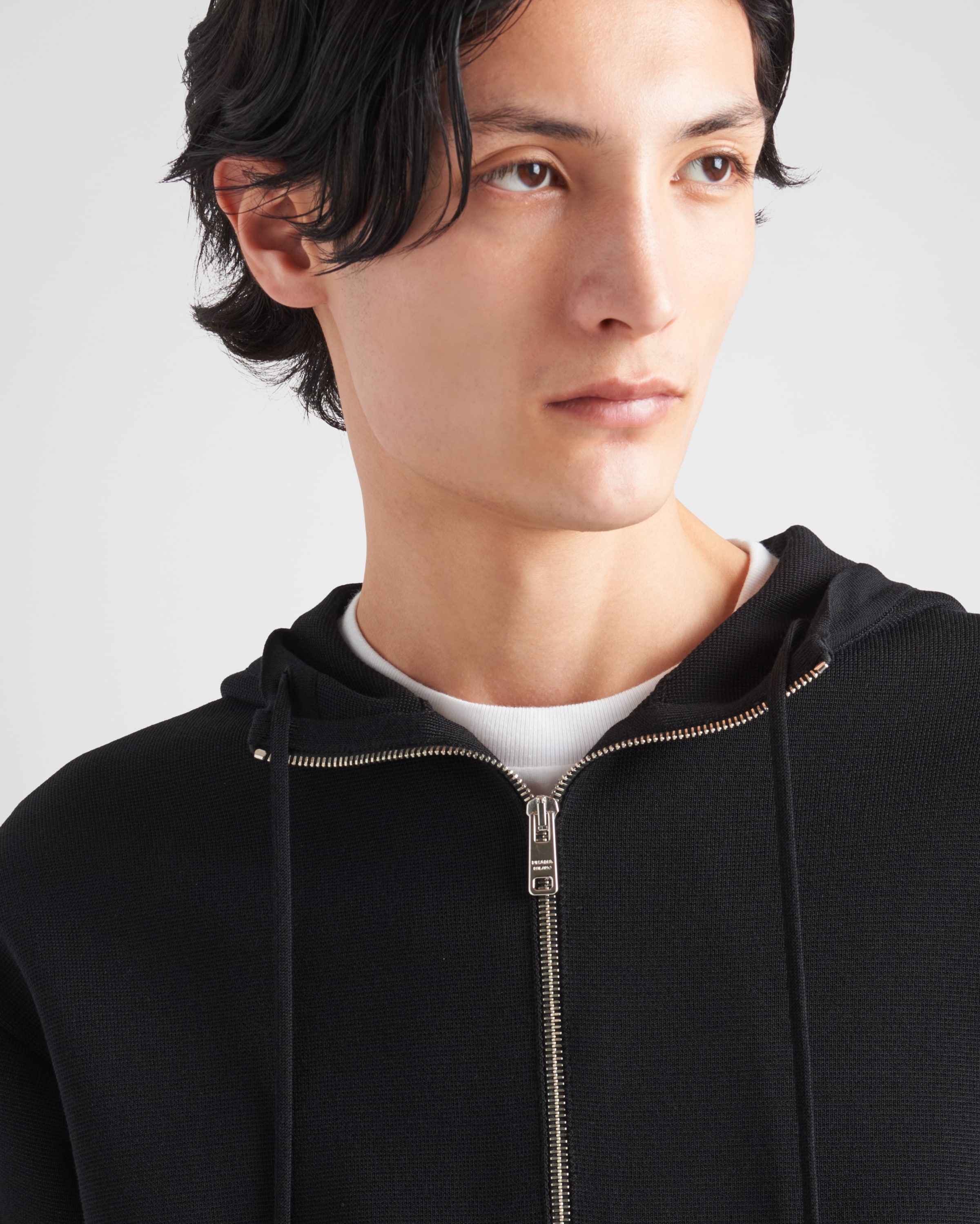 Cotton and viscose knit hoodie - 6