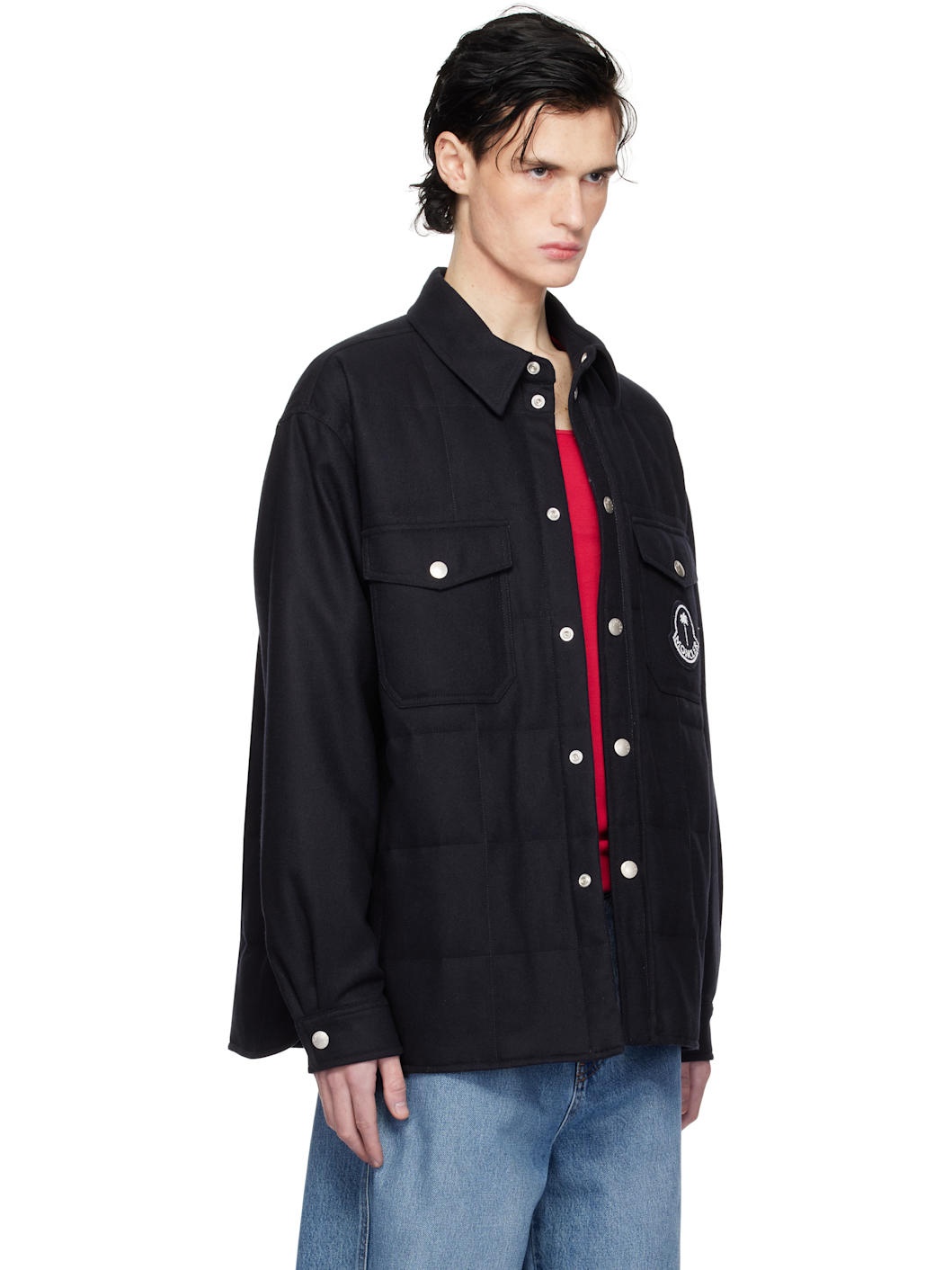 Moncler x Palm Angels Navy Virgin Wool Down Jacket - 2