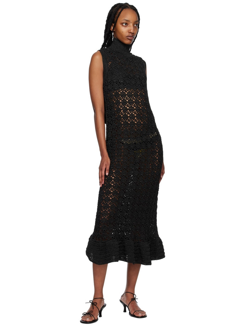 GANNI Black Semi-Sheer Midi Dress outlook