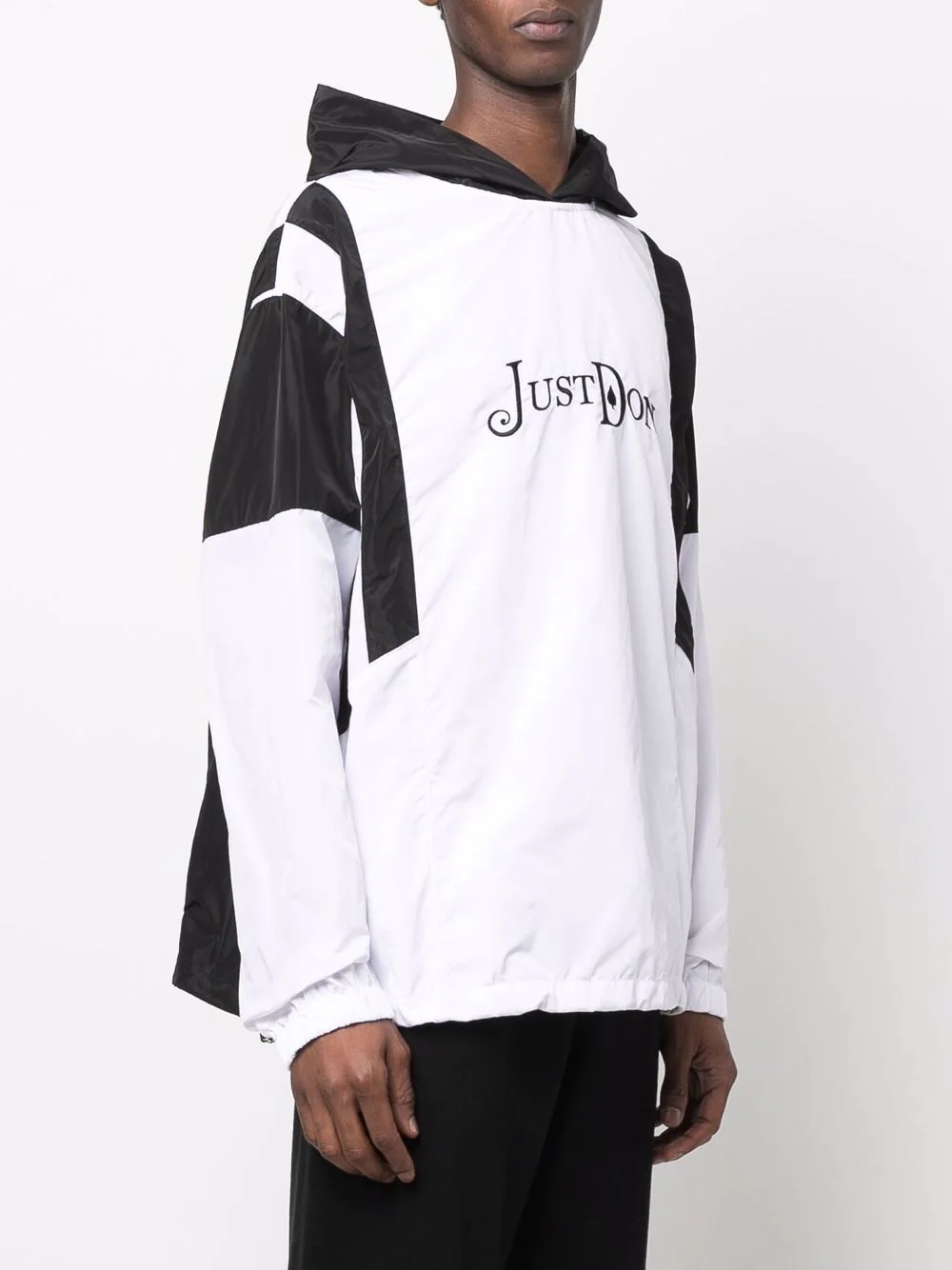 logo-embroidered two-tone hoodie - 4