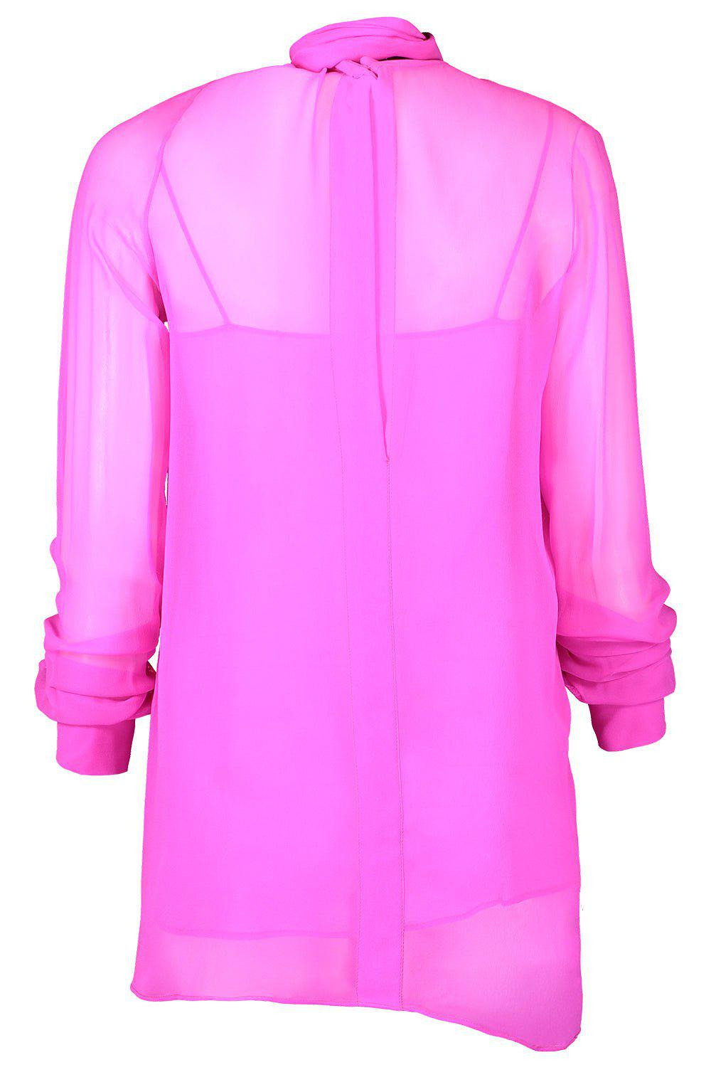 Tie Neck Button Down Blouse - 4