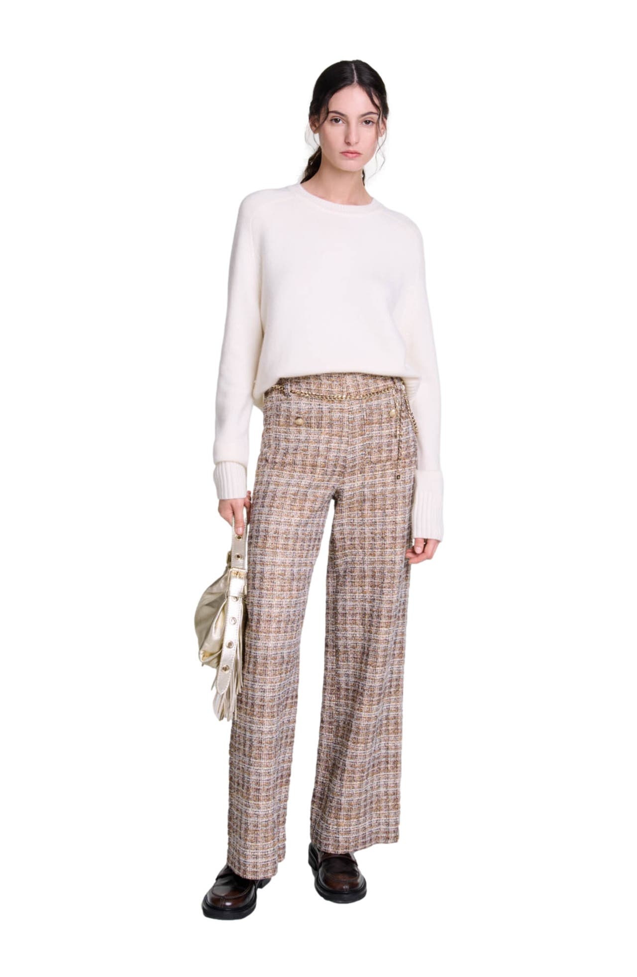 maje Tweed trousers in Brown at Nordstrom - 1