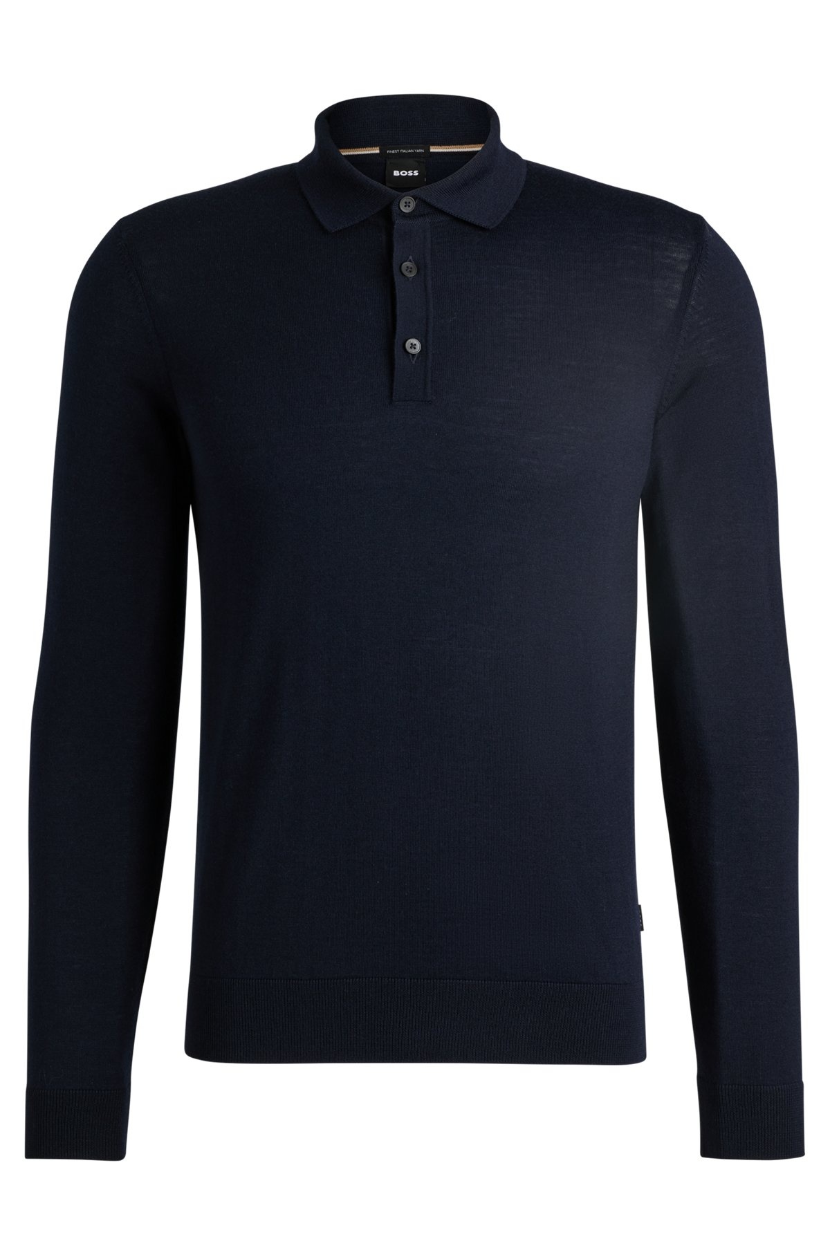 SLIM-FIT SWEATER IN MERINO WOOL WITH POLO COLLAR - 1