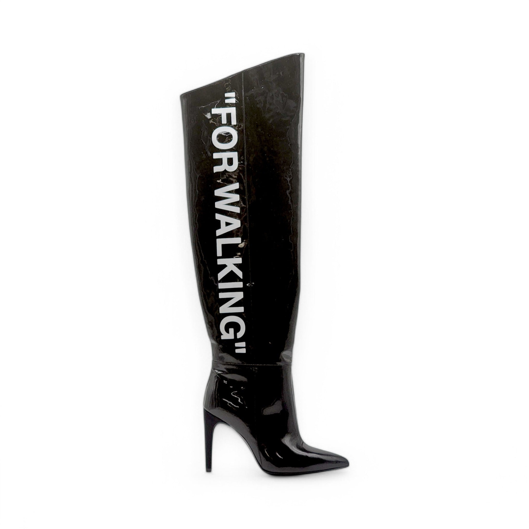 Off-White x Virgil Abloh For Walking Boots 100mm - Patent Leather - Black - 2