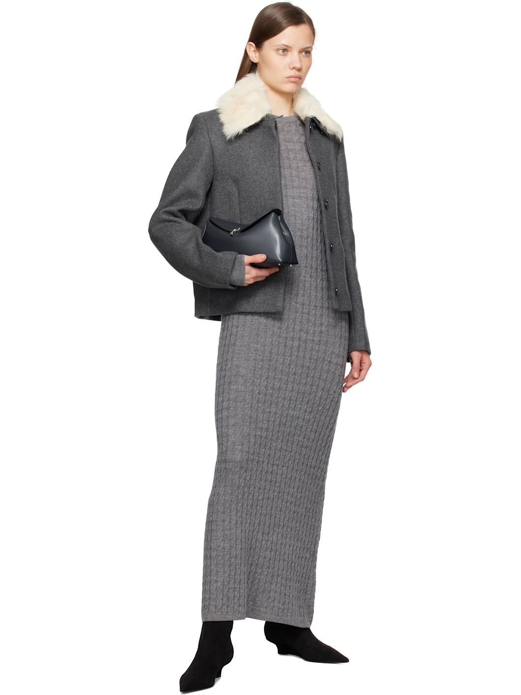 Gray Shearling Collar Jacket - 4