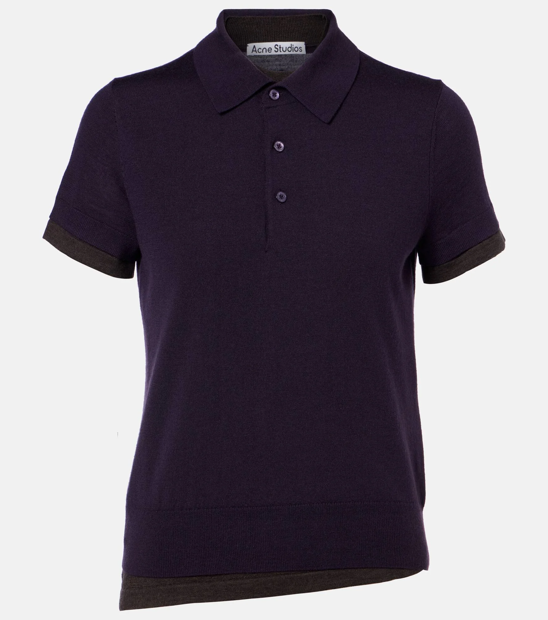 Checked layered wool polo sweater - 1