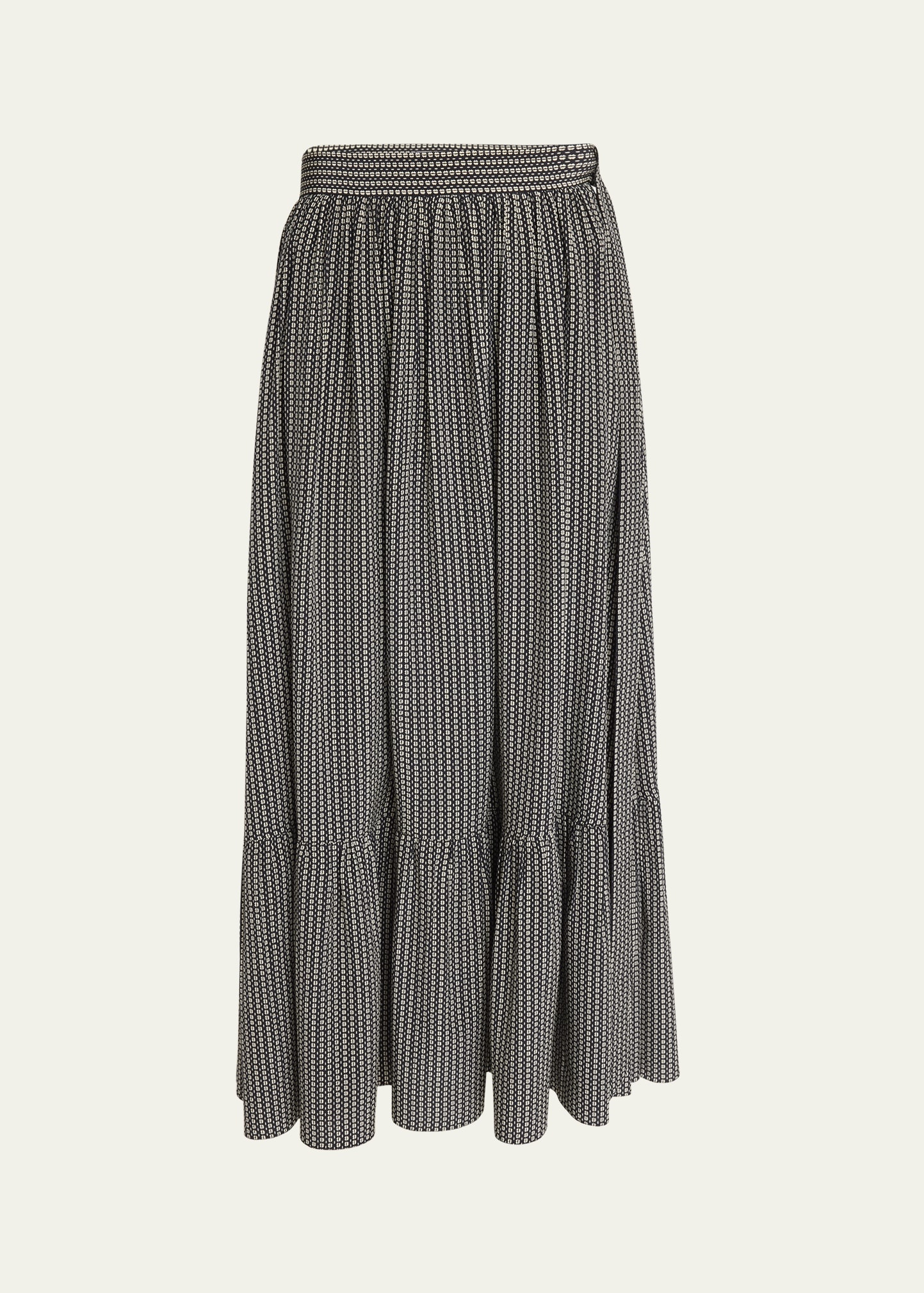Micro Check Silk Maxi Skirt - 1