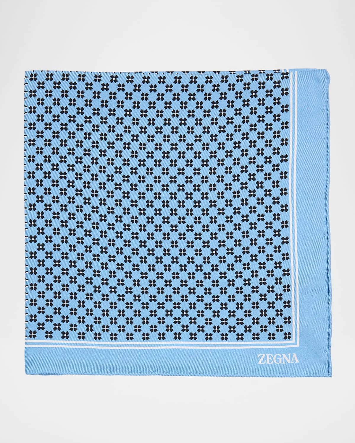 Men's Petite Geometric Floral Silk Pocket Square - 1