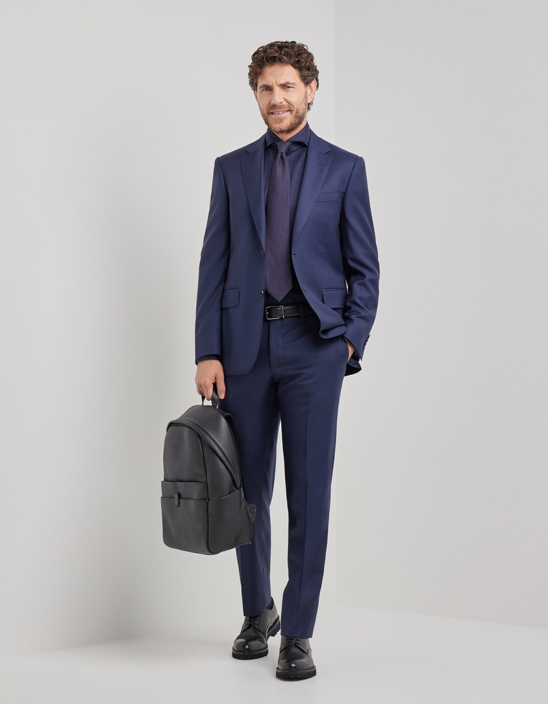 LIGHT BLUE DENIM-EFFECT WOOL REGULAR-FIT SUIT 20