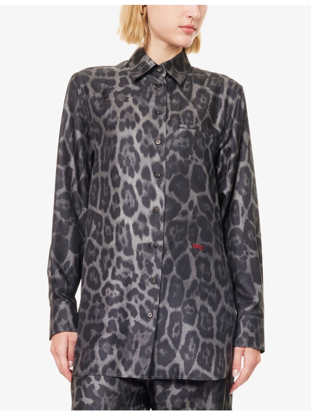 Leopard Brand-Embroidery Silk Shirt - 3