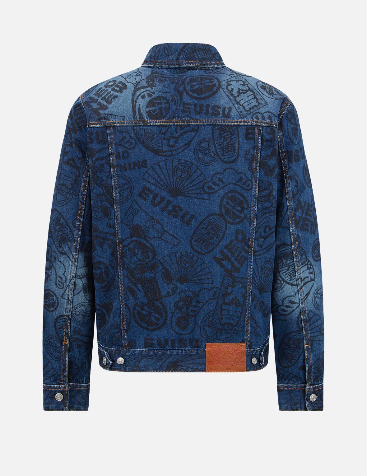 EVISU ALLOVER EVISU SQUAD DISCHARGE-PRINT DENIM JACKET | REVERSIBLE