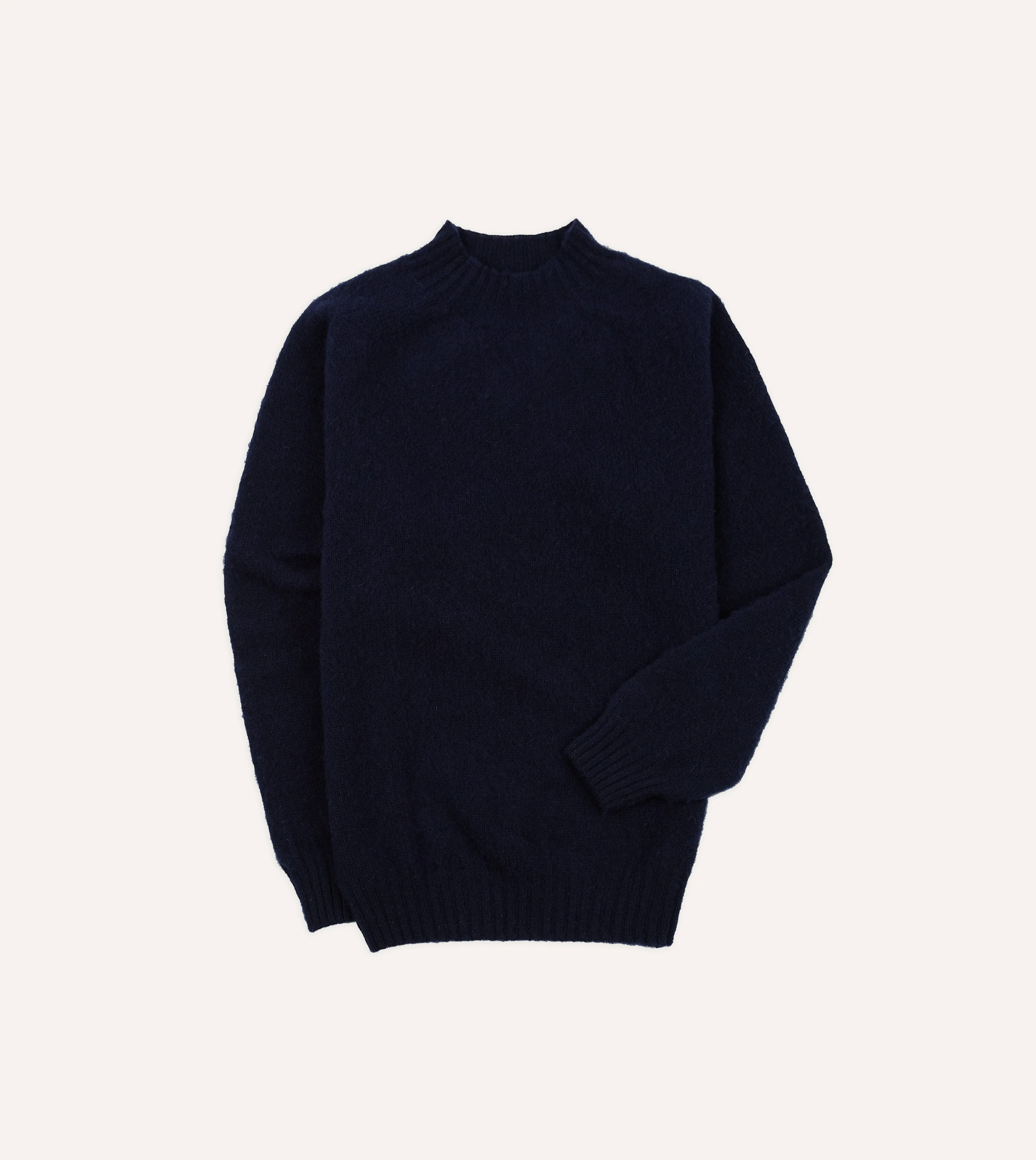 Navy Brushed Shetland Mock Neck Jumper - 1