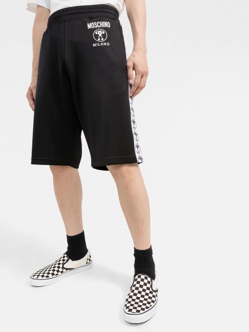 logo-print slip-on track shorts - 5