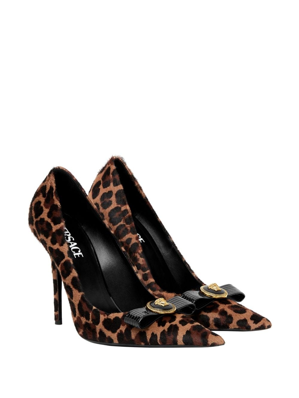 120mm Gianni Ribbon leopard pumps - 2