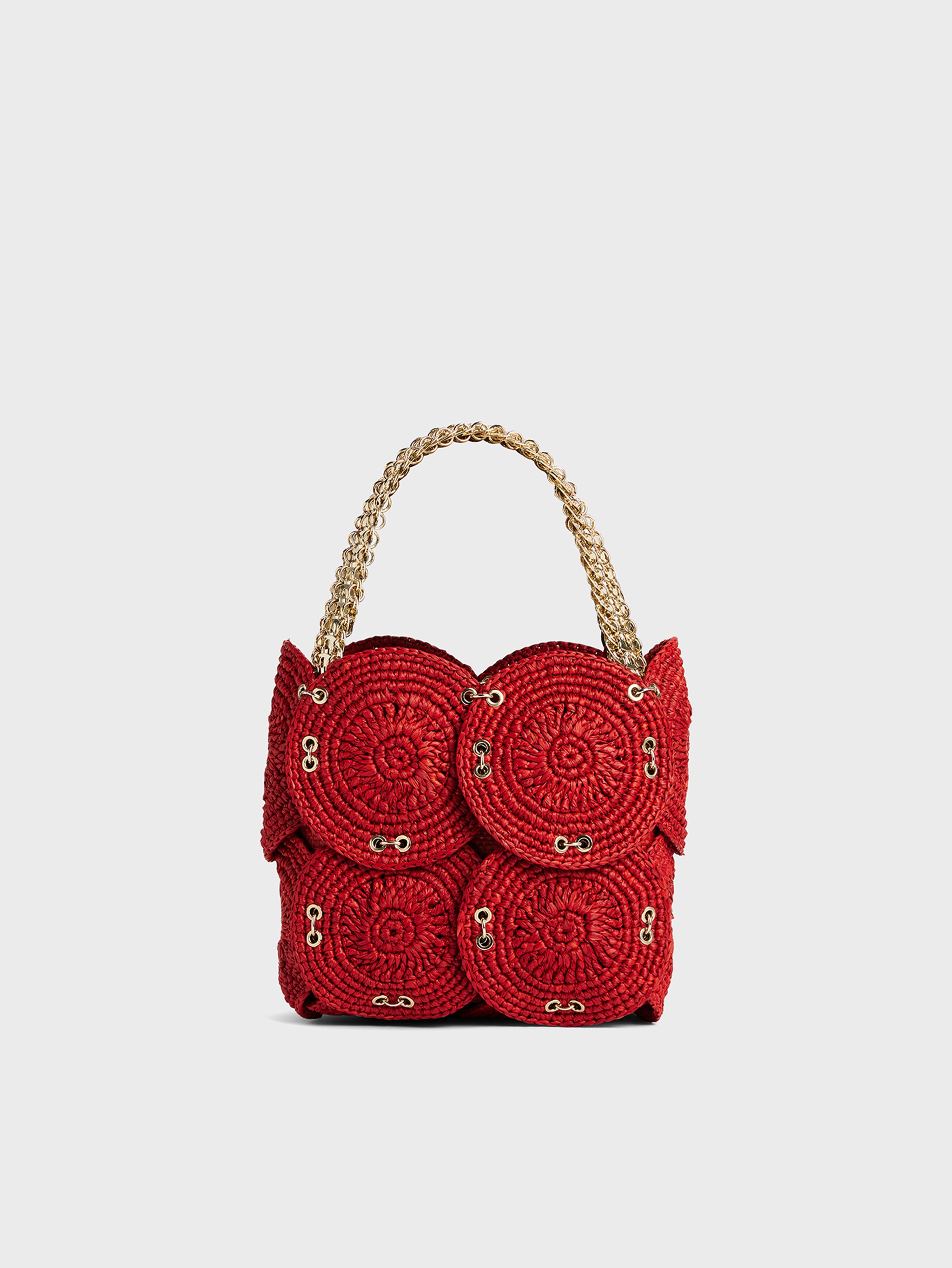 SMALL RED HANDBAG IN RAFFIA - 1