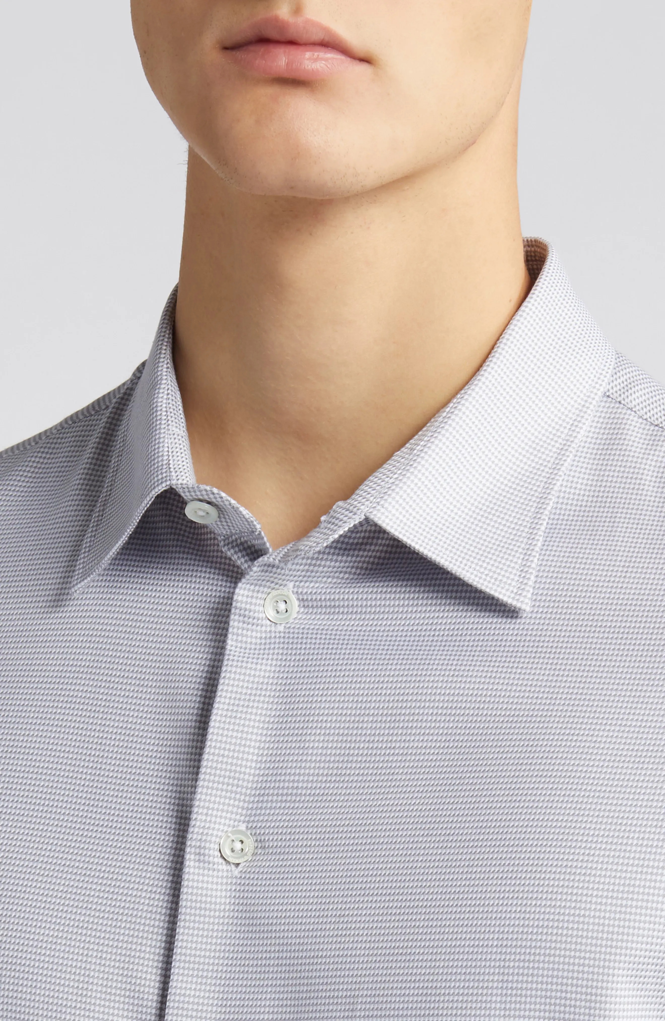 Micro Check Cotton Button-Up Shirt - 2