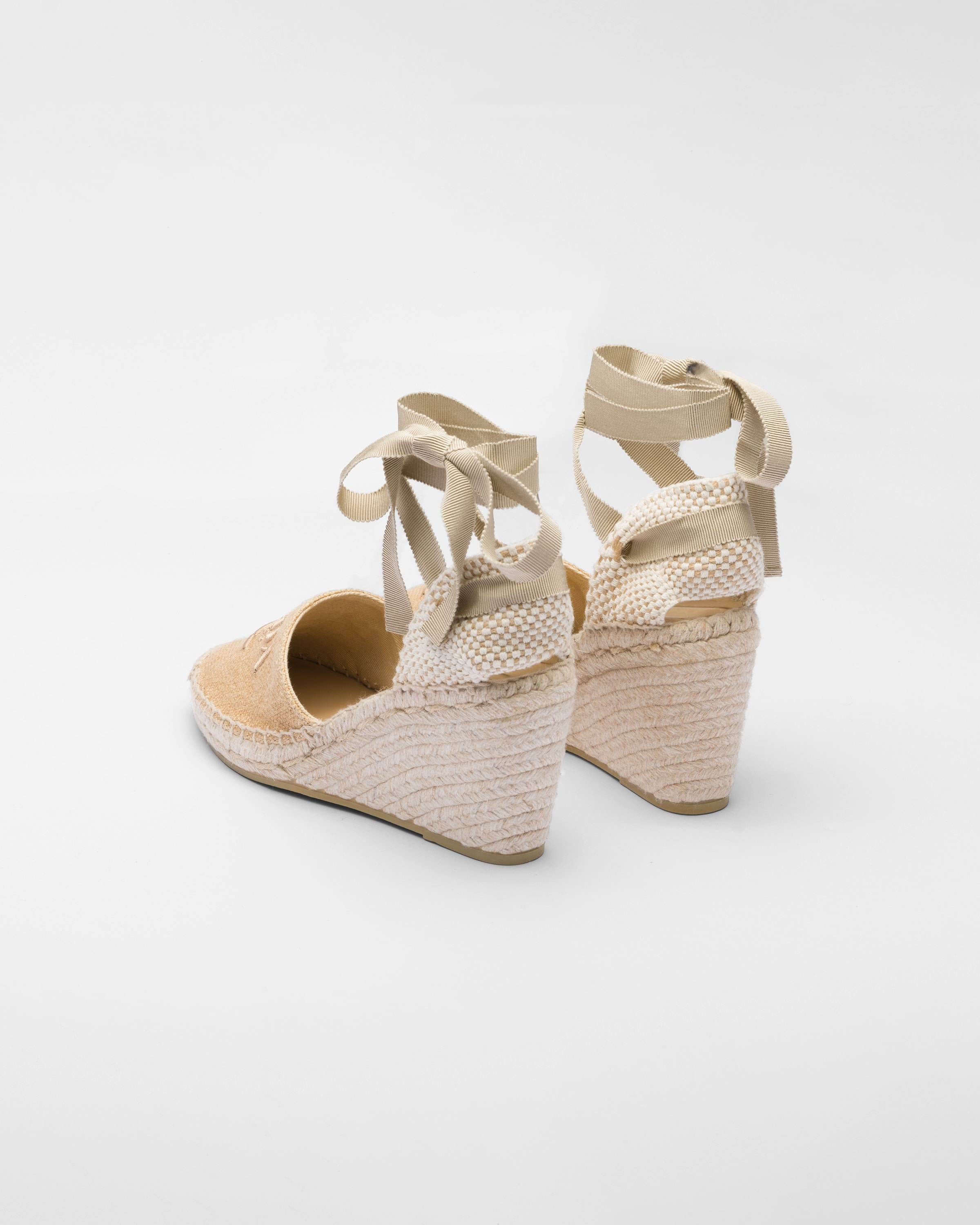 Linen espadrille wedge sandals - 5