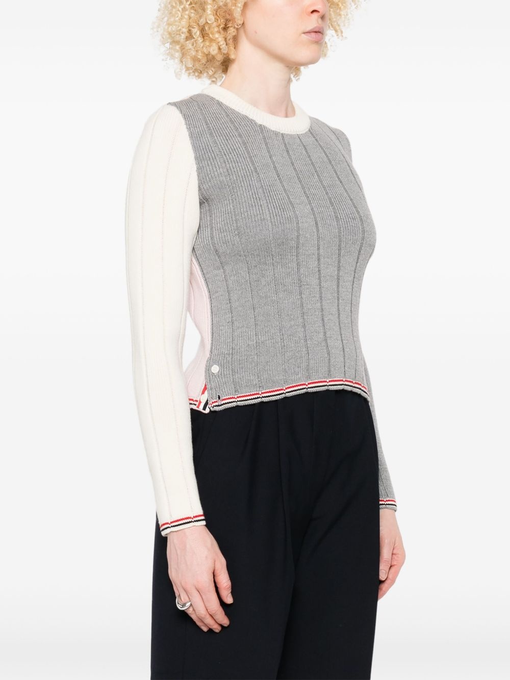 virgin wool ribbed jumper - 3