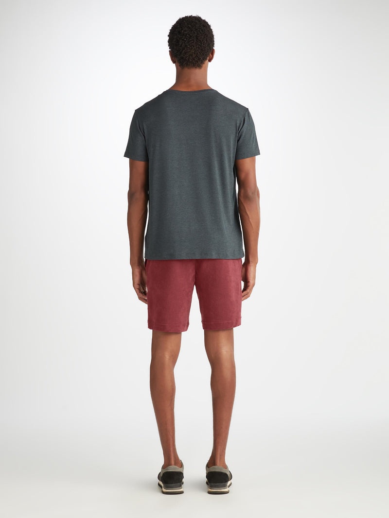 Men's Towelling Shorts Isaac Terry Cotton Burgundy - 4