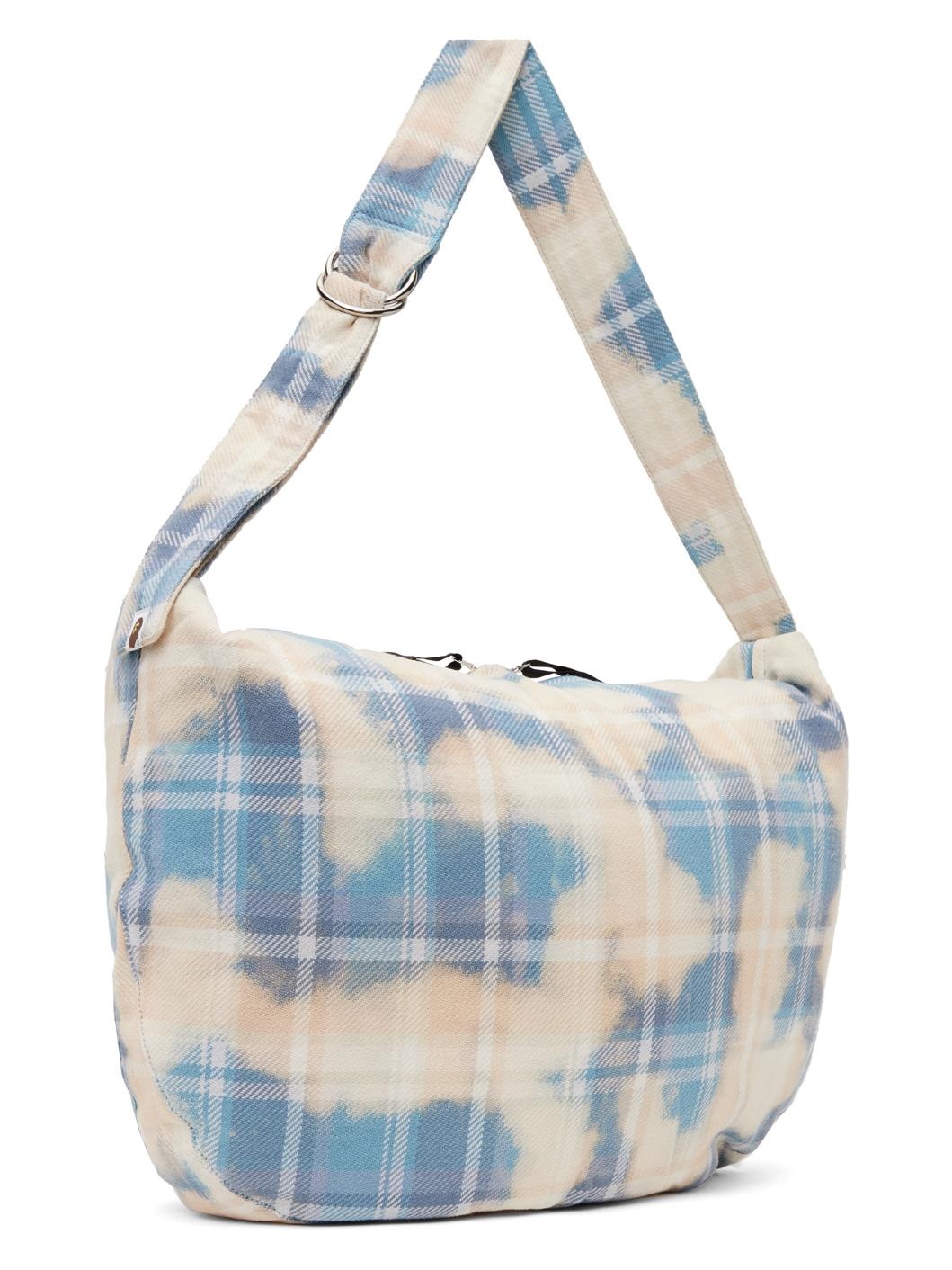 Off-White & Blue Bleached Bape Check Furoshiki Bag - 3
