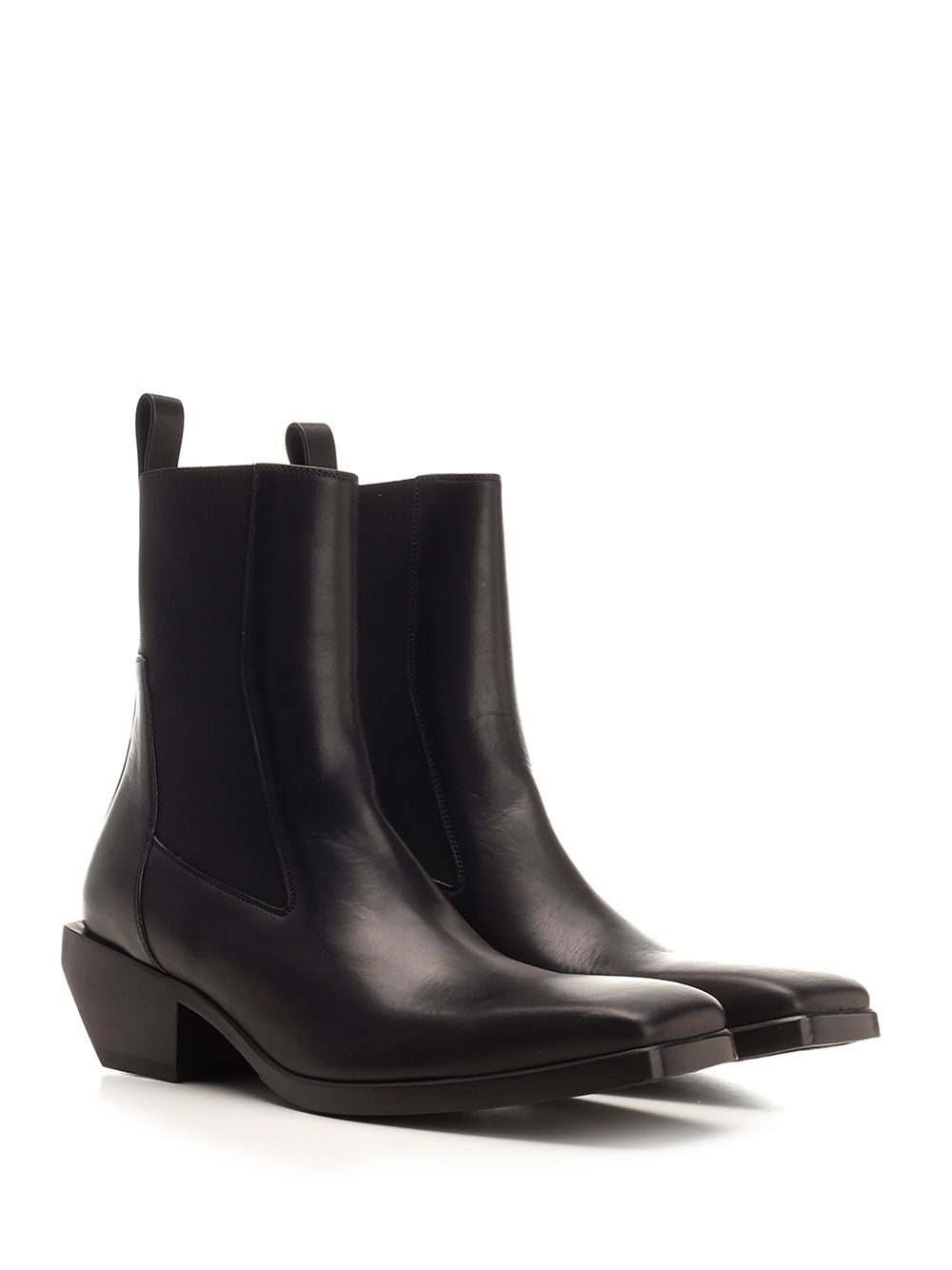 Black Leather Ankle Boots Black - 2