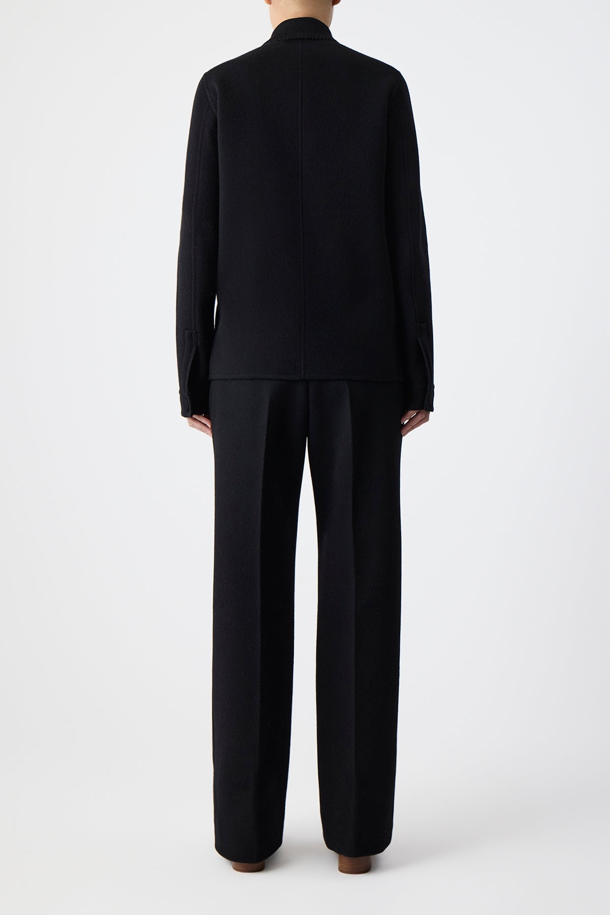 Ulu Chore Jacket in Black Double-Face Recycled Cashmere - 4