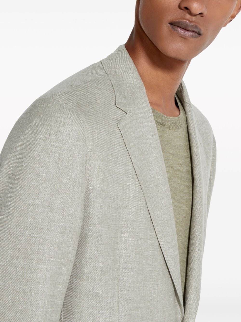 linen-blend blazer - 5