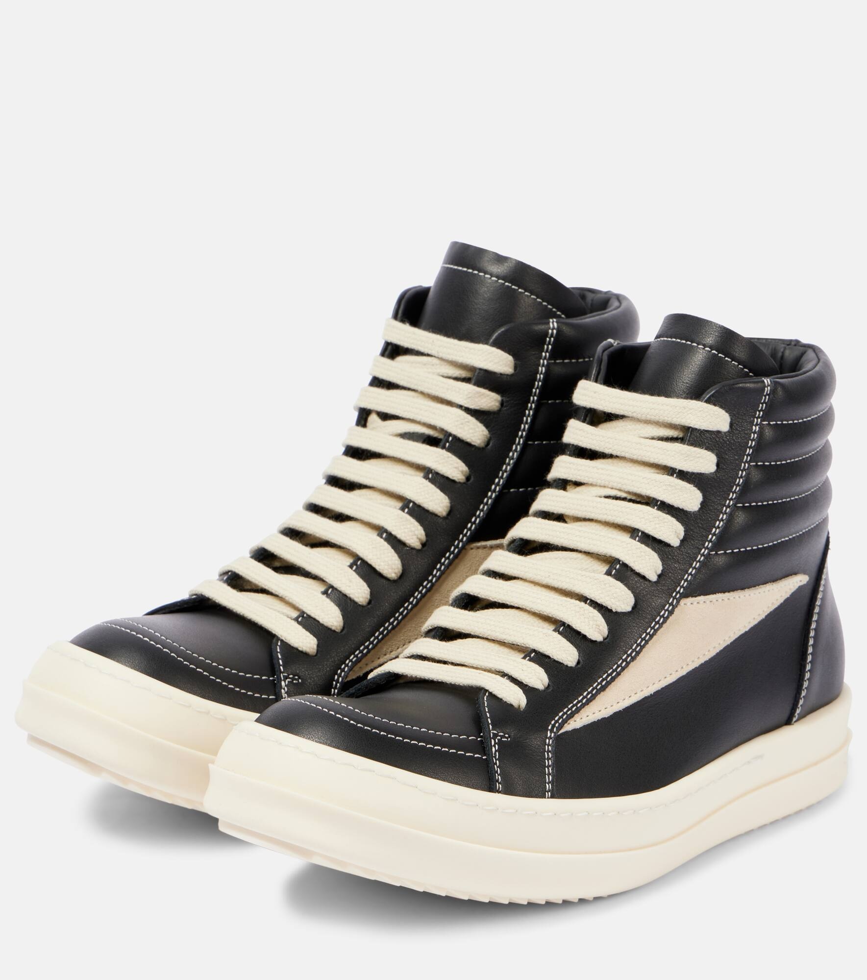 Vintage leather high-top sneakers - 5