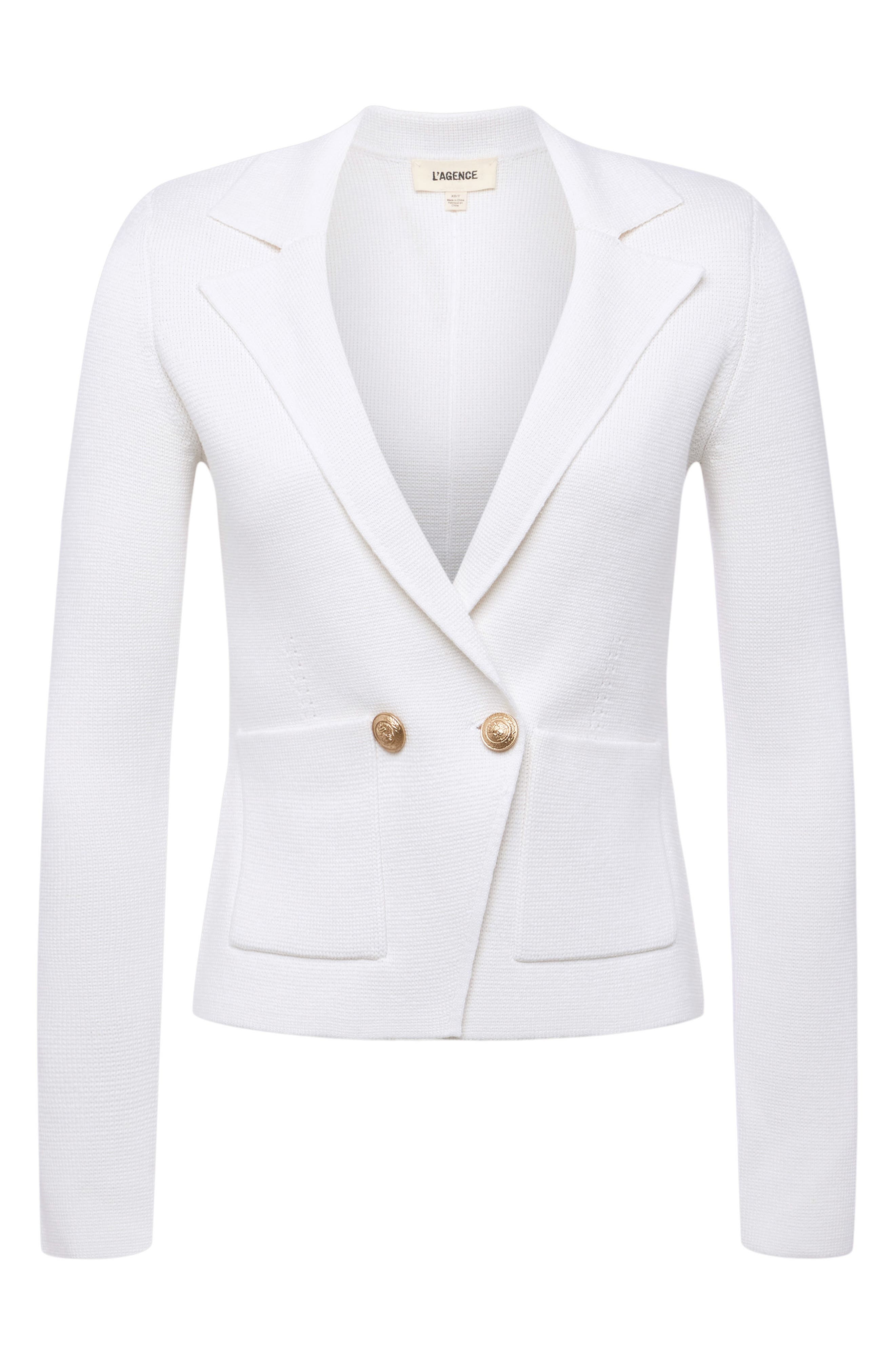 L'AGENCE Sofia Cotton Blend Cardigan Blazer in White at Nordstrom - 5