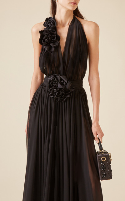 Dolce & Gabbana Floral-Appliquéd Silk-Chiffon Gown black outlook