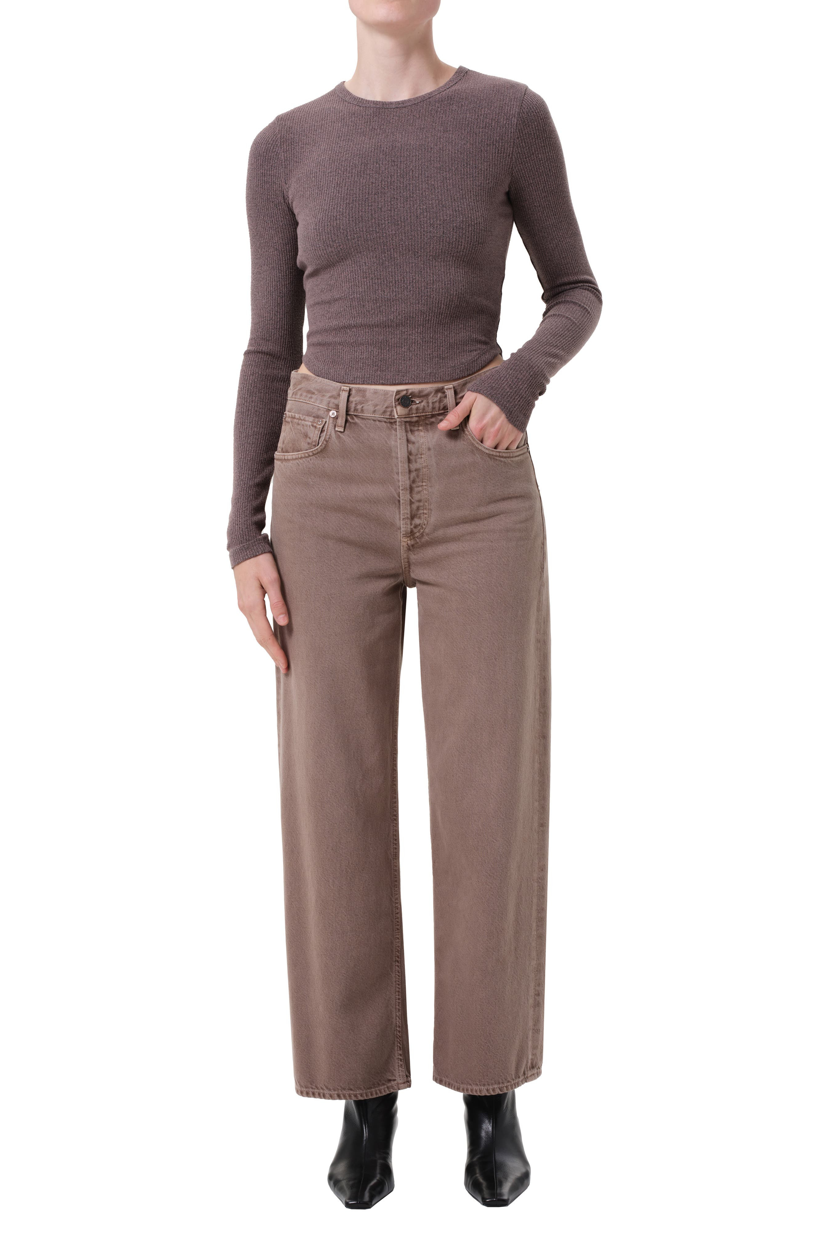 AGOLDE Ren High Waist Ankle Wide Leg Jeans in Ceramic Dark Old Rose at Nordstrom - 5