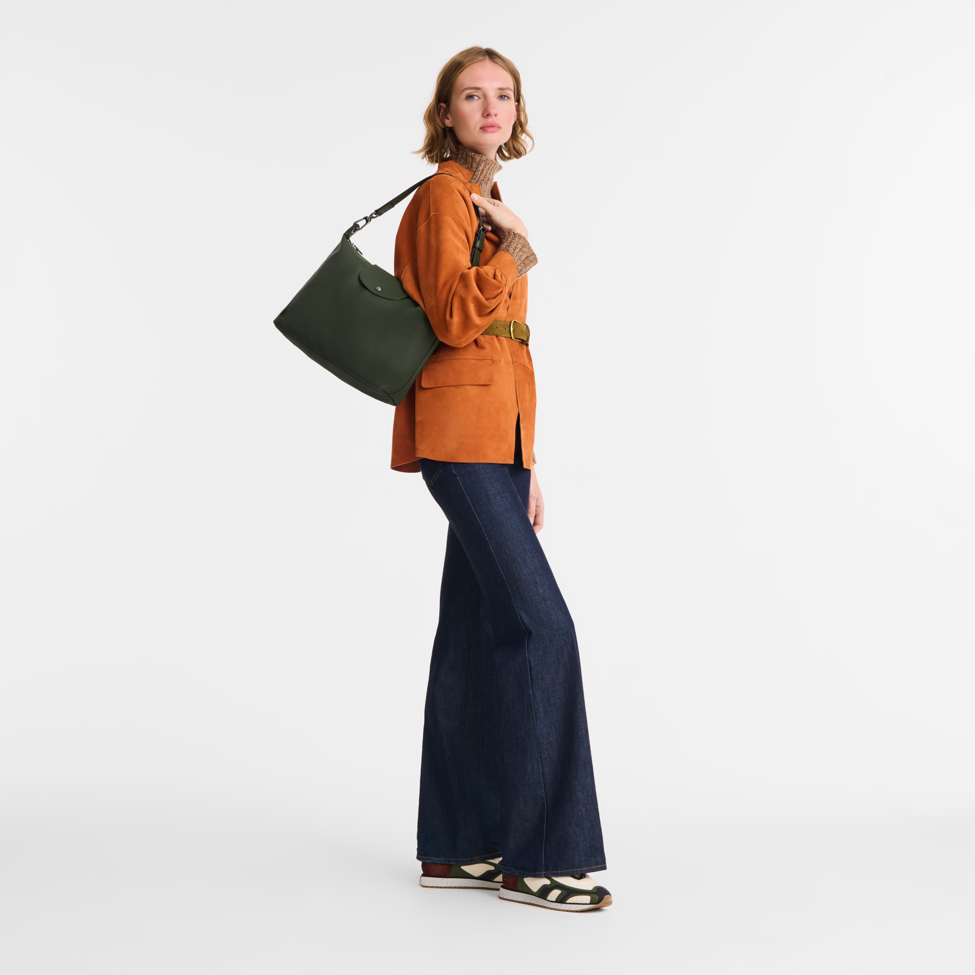 Le Pliage Xtra M Hobo bag Fir - Leather - 2