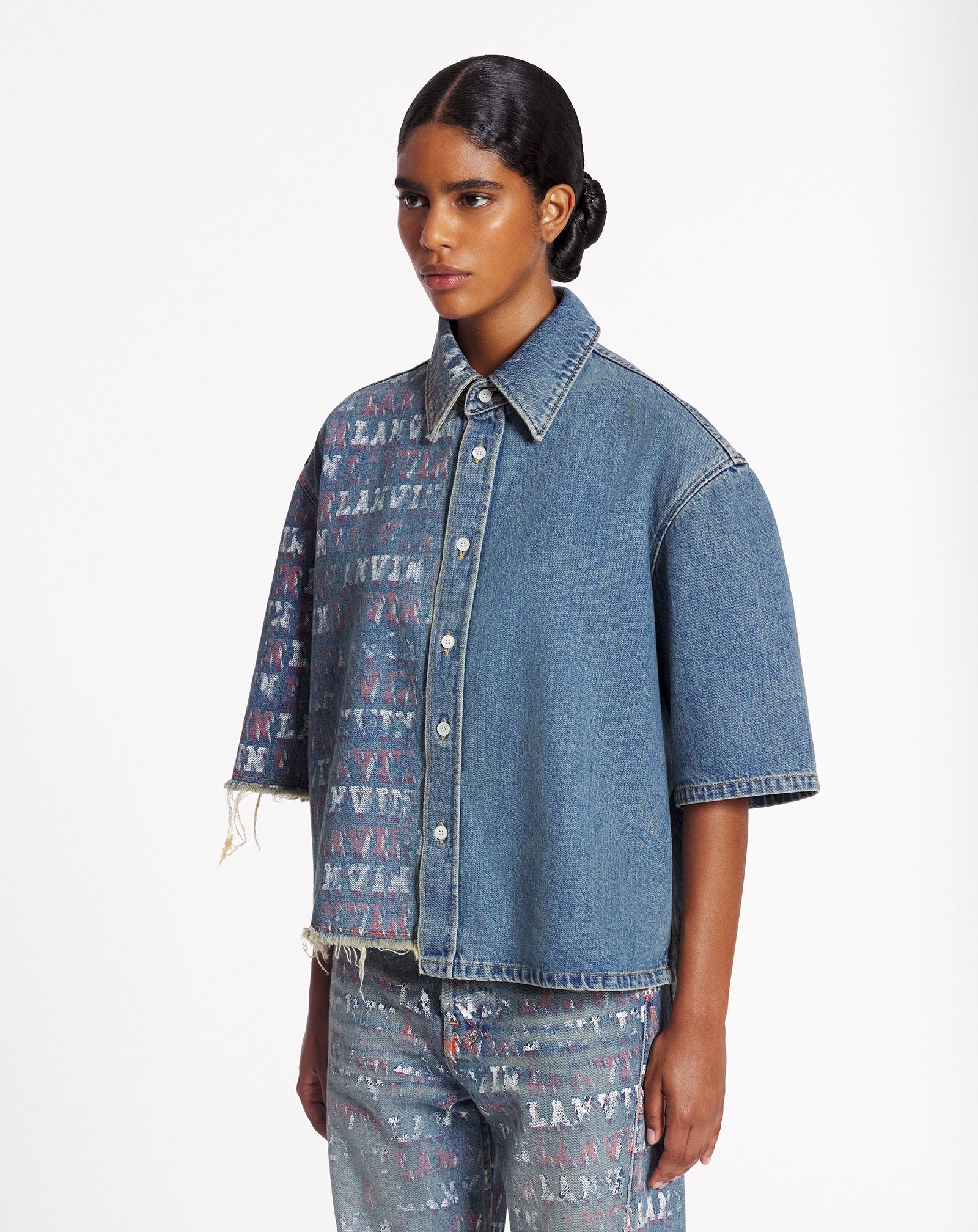 LANVIN X FUTURE UNISEX ASYMMETRICAL PRINTED SHIRT - 3