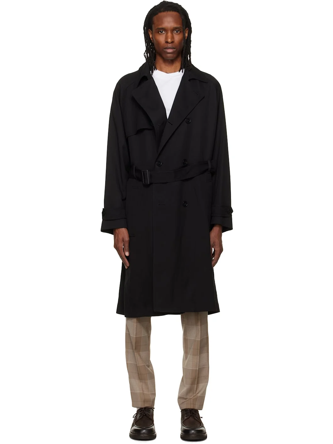 Black Belted Trench Coat - 1