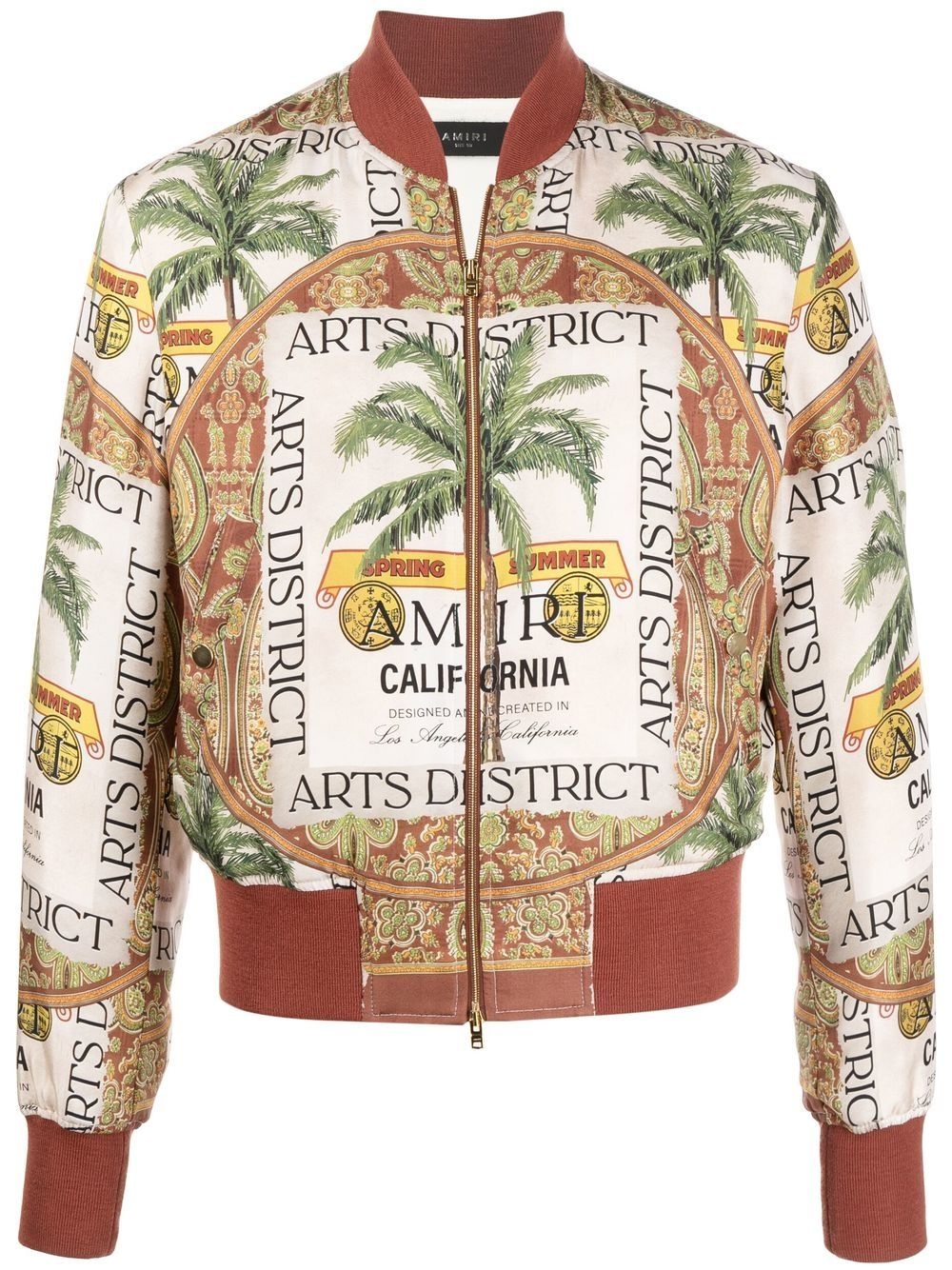 graphic-print silk bomber jacket - 1