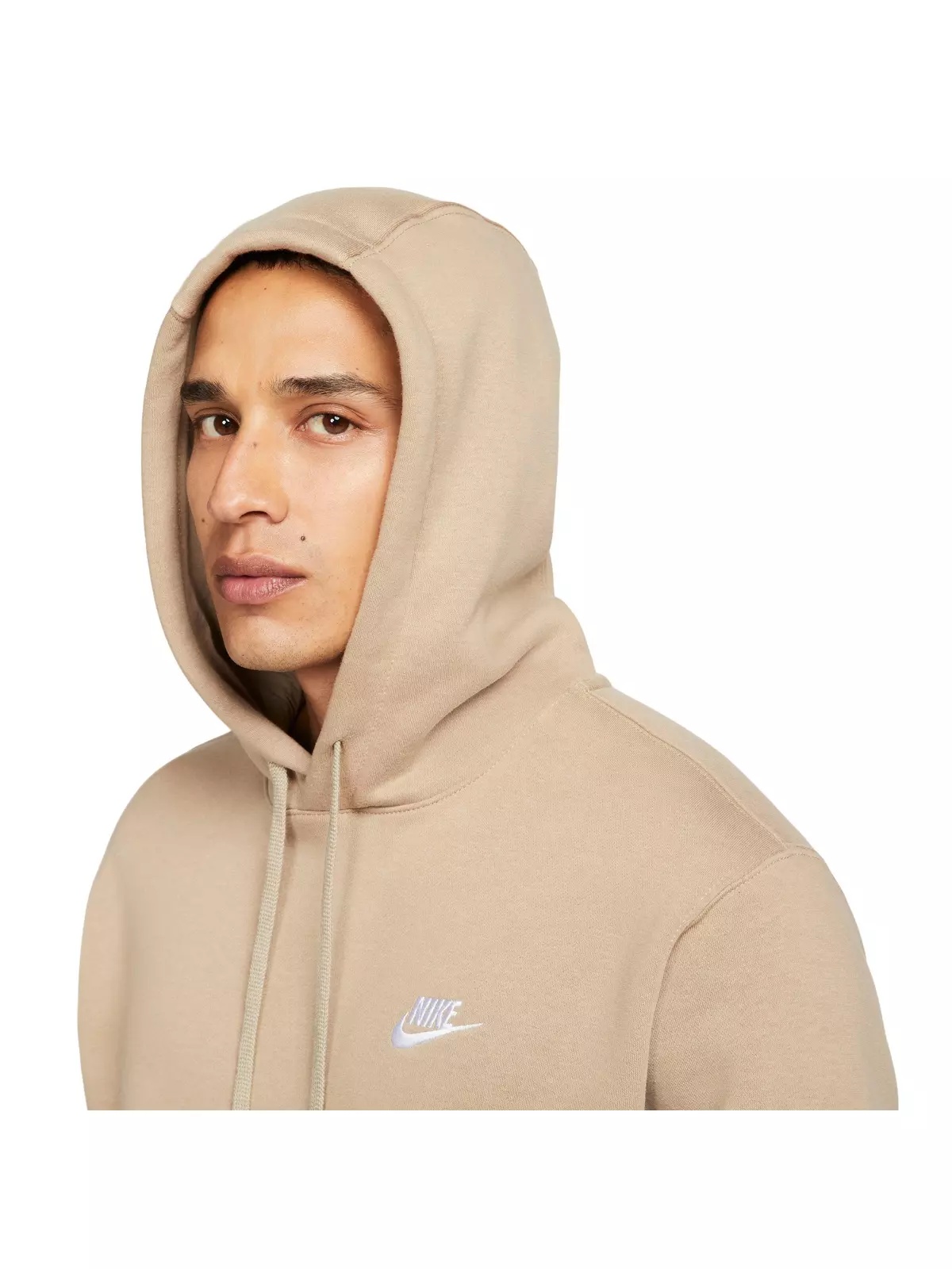Men's Sportswear Club Fleece Pullover Hoodie-Khaki - 3