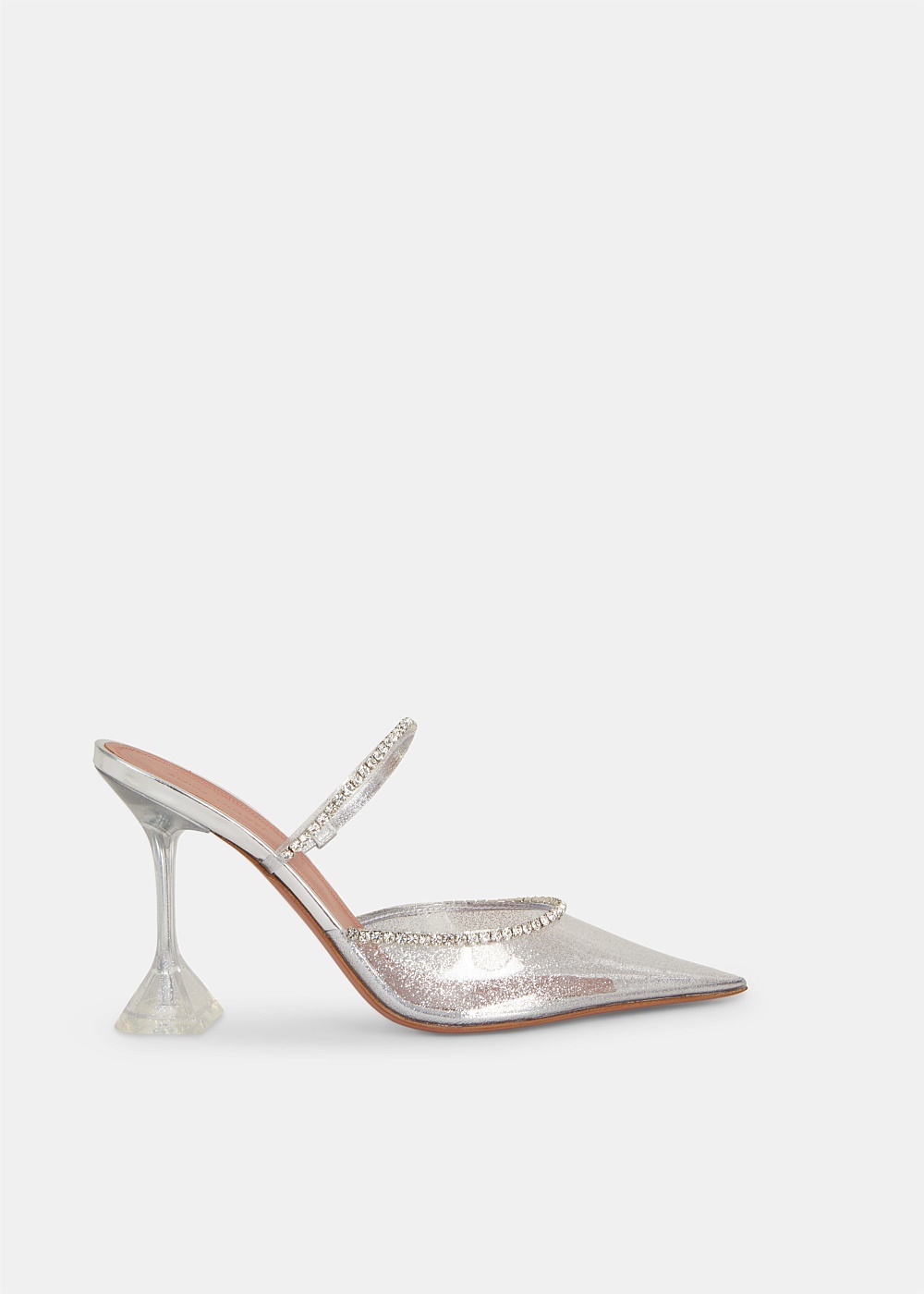 Silver PVC Glitter Gilda Glass Mules - 1