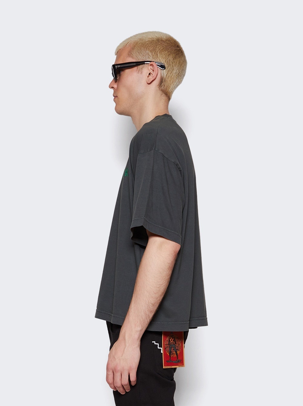Handwritten Embroidered T-Shirt Dark Grey - 4