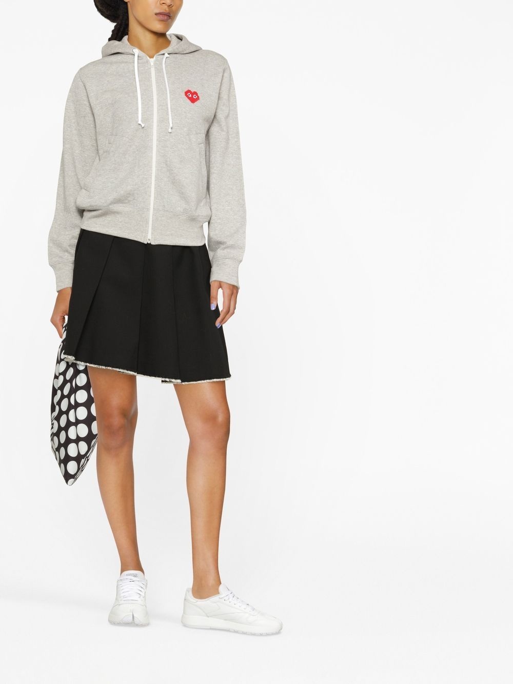 embroidered heart zipped hoodie - 2