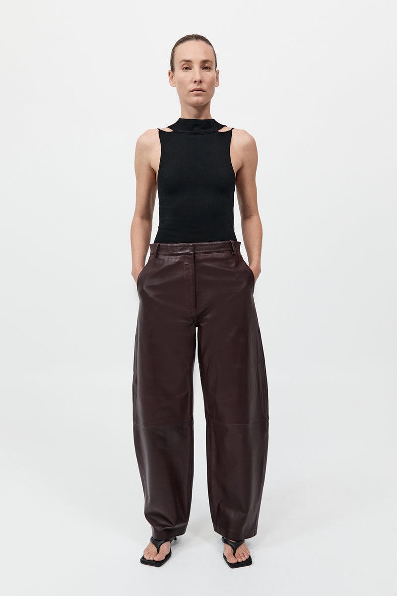 Leather Balloon Pants - Bordeaux - 2