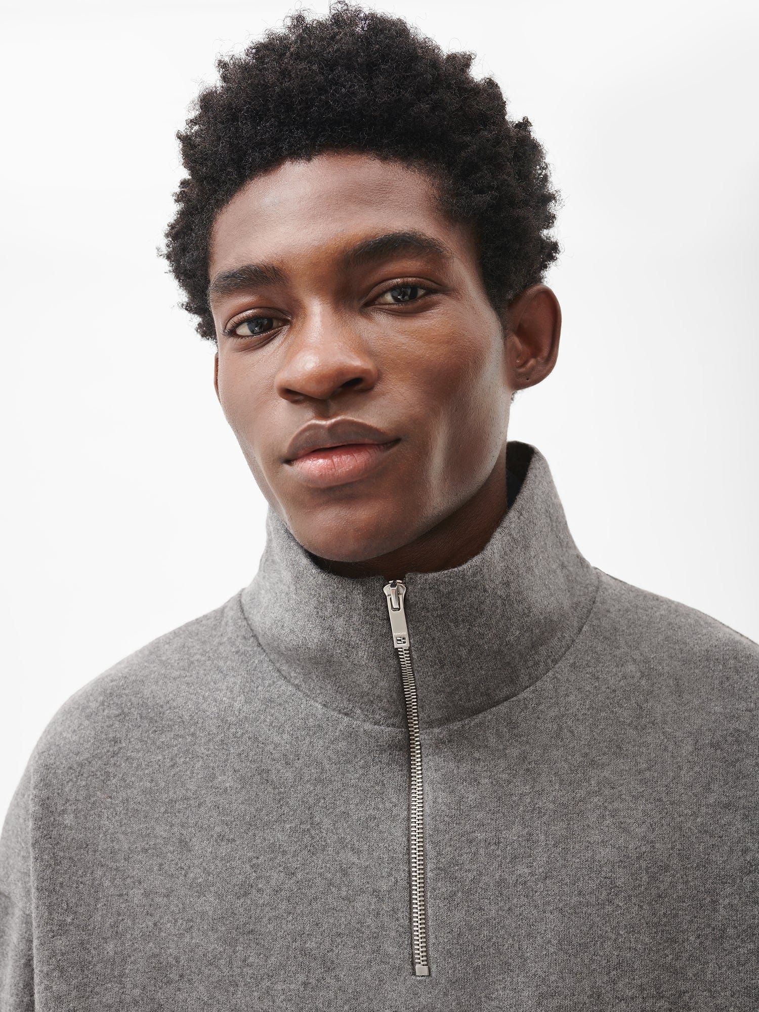 Men's Recycled Wool Jersey Half-Zip Sweater - Volcanic Grey - 5